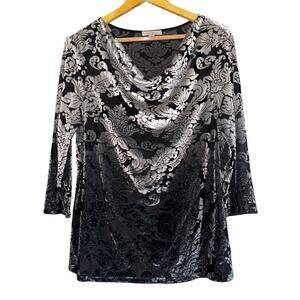 Roz & Ali Semi Sheer Velvet Cowl Neck Top Whimsygoth Dark Romantic XL Vamp Y2K